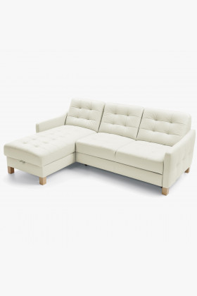 Eckledercouch G105 mit Schlaf- und Stauraumfunktion, links